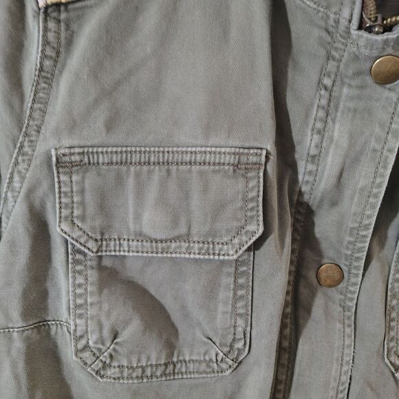 Lucky Brand Jacket Women’s SMall Green Military Utility Cargo Full Zip Button - Picture 4 of 9